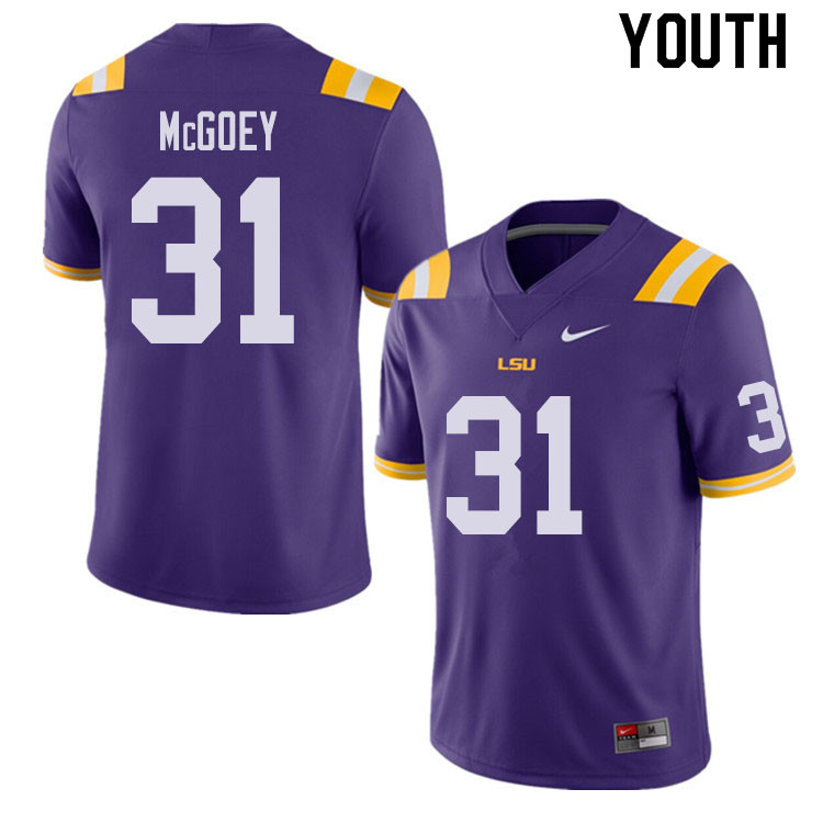 Youth #31 Thomas McGoey LSU Tigers College Football Jerseys Sale-Purple